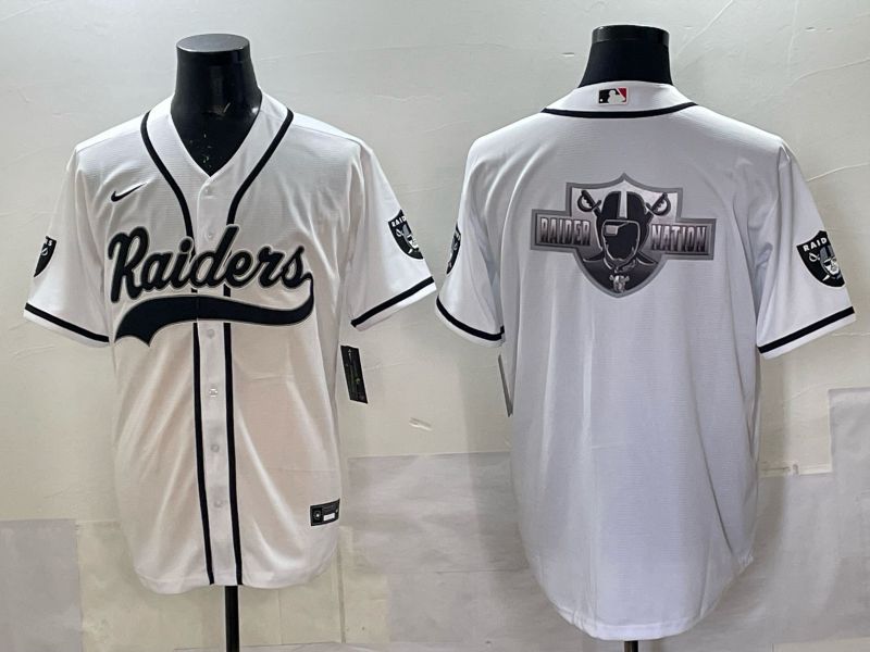 Men 2025 Nike Oakland Raiders Blank White Joint Name  Limited NFL Jersey style 051